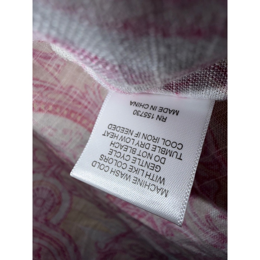 Jane + Delancey NWT Pink Paisley Linen Rayon Button Front Blouse Medium Coastal - Picture 4 of 5